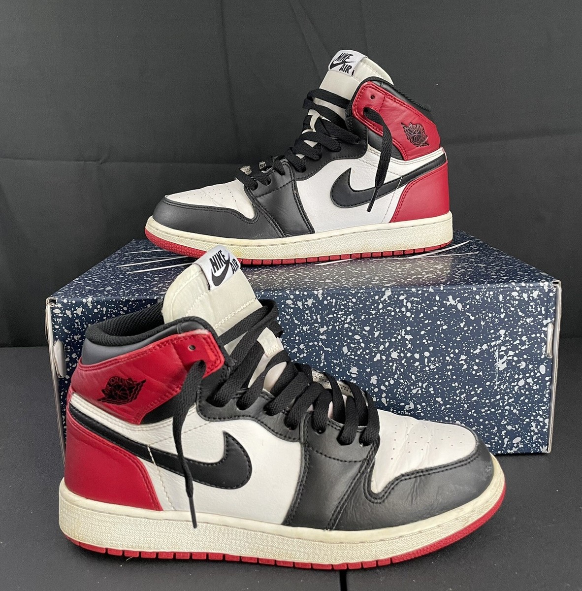 Nike Air Jordan 1 Retro High 2013 Black Toe Size 7y | eBay