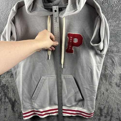 Percival Hoodie Herren Medium Grau Letterman Sweatshirt Pullover Freizeit Preppy - Bild 8 von 14