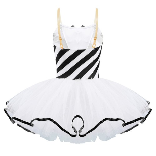 Girls Christmas Dance Costume Sleeveless Jagged Pompoms Tulle Skirt Jumpsuit - Picture 49 of 65