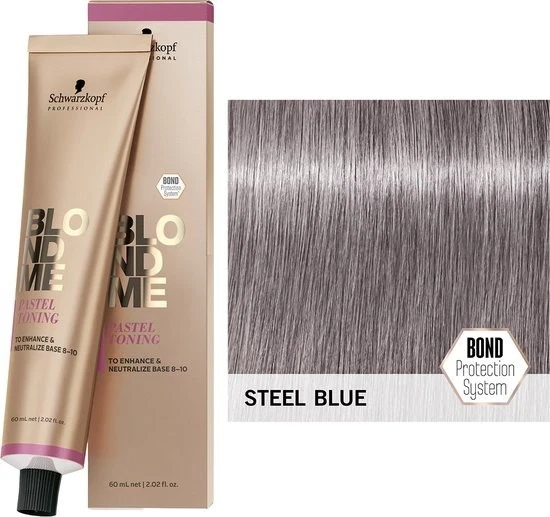 SCHWARZKOPF BLONDME Steel Blue Toner, 60ml. Creative Pastel Tones (Old Formula)