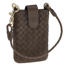 BOTTEGA VENETA INTRECCIATO Pouch Leather Brown Auth 111181