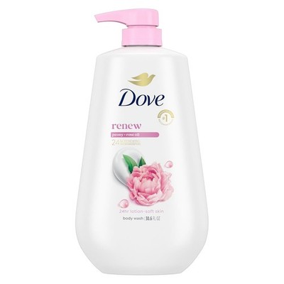 Dove Body Wash with Pump Renew Peony & Rose Oil For 24hr Lotion-Soft Skin Moistu