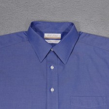 Roundtree Yorke Gold Label Shirt Mens 17-34 Blue Button Up Long Sleeve