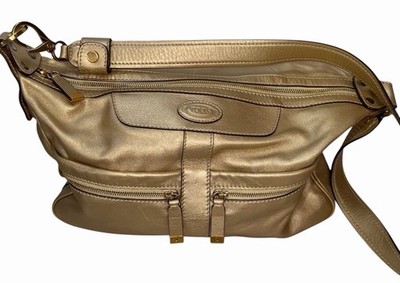 TOD's Women Bag Gold 2 way Shoulder and Hand Leather Bag - Authentic with COA