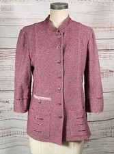 St John Tweed Knit Button Down Jacket Multicolor