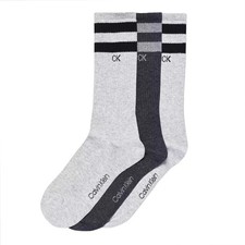 Calvin Klein Men's 3 Pairs Combed Cotton Striped Crew Socks Size Men 7-12