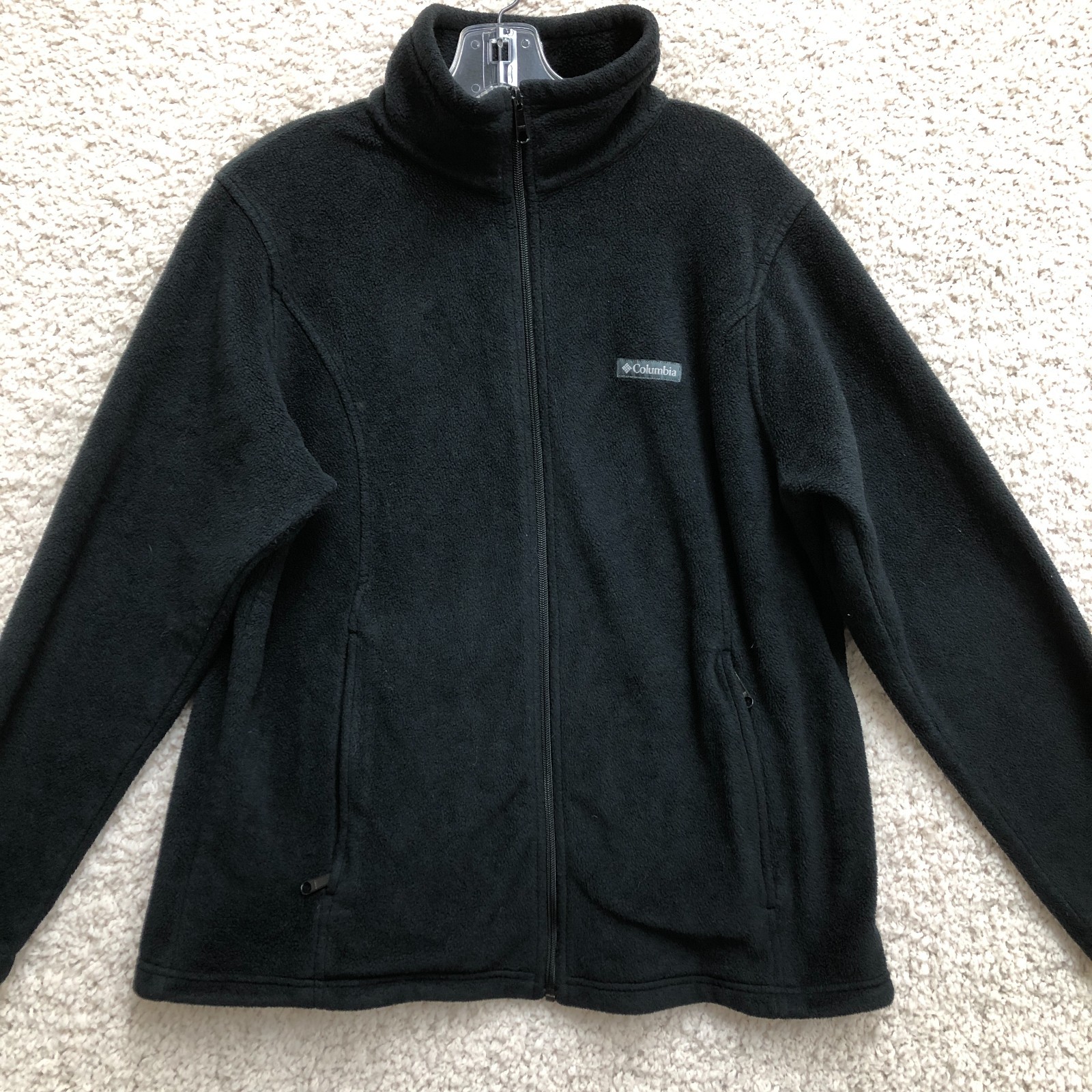 Columbia Jacket 1X Adult Plus Size Black Fleece Full Zip Pocket Mock Neck Womens