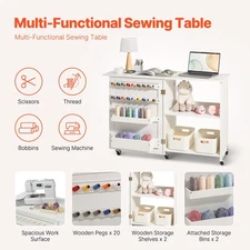 New Folding Sewing Table, Multipurpose Sewing Machine Table with Compact Design