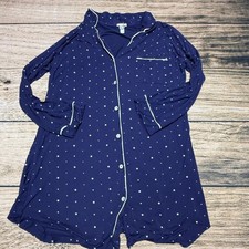 Eberjey Sleep Shirt Womens Medium Navy Blue Star Print Pajama Top Loungewear