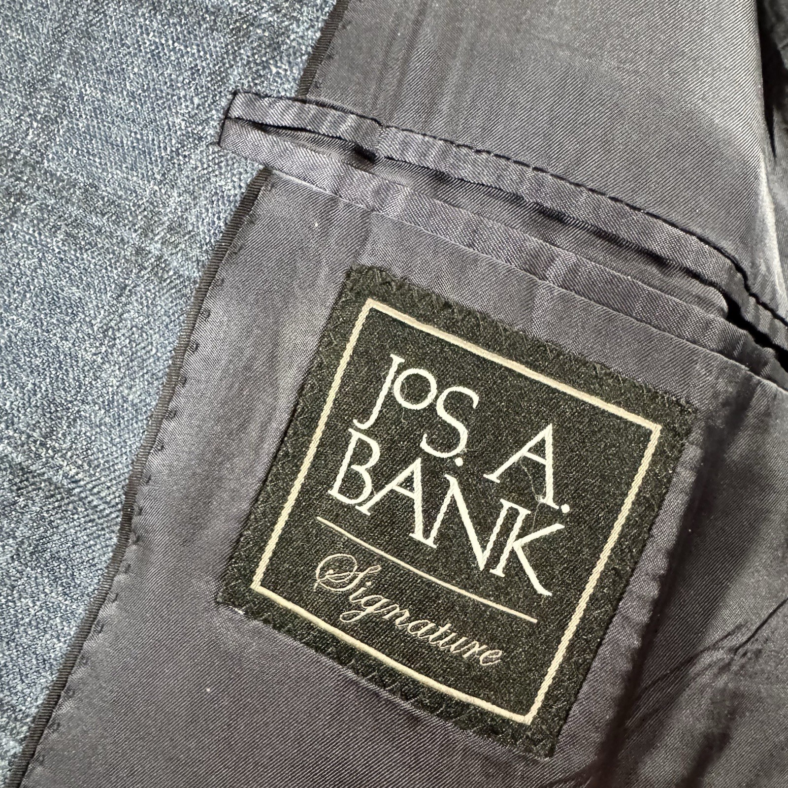 Jos. A. Banks Suit Jacket Sport Coat Blazer 48R Blue Plaid Wool Silk Linen