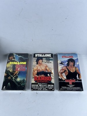 Vintage Rambo First Blood, 2, 3 VHS Sylvester Stallone 3 Video Tape Lot Sealed