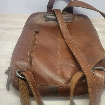 Wild West Los Angeles Cognac Brown Leather Backpack Plaid  display picture 2