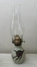 Vintage Harpa Ardal Studio Pottery Oil Lamp Signed Celadon Stoneware 15" Rare