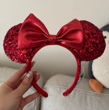 Disney Parks REDD Pirate Red Sequins Minnie Mouse Ears Bow Headband US SHIP