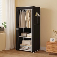 PRACTICAL CANVAS FABRIC WARDROBE CUPBOARD HANGING RAIL SHELVING CLOTHES STORAGE