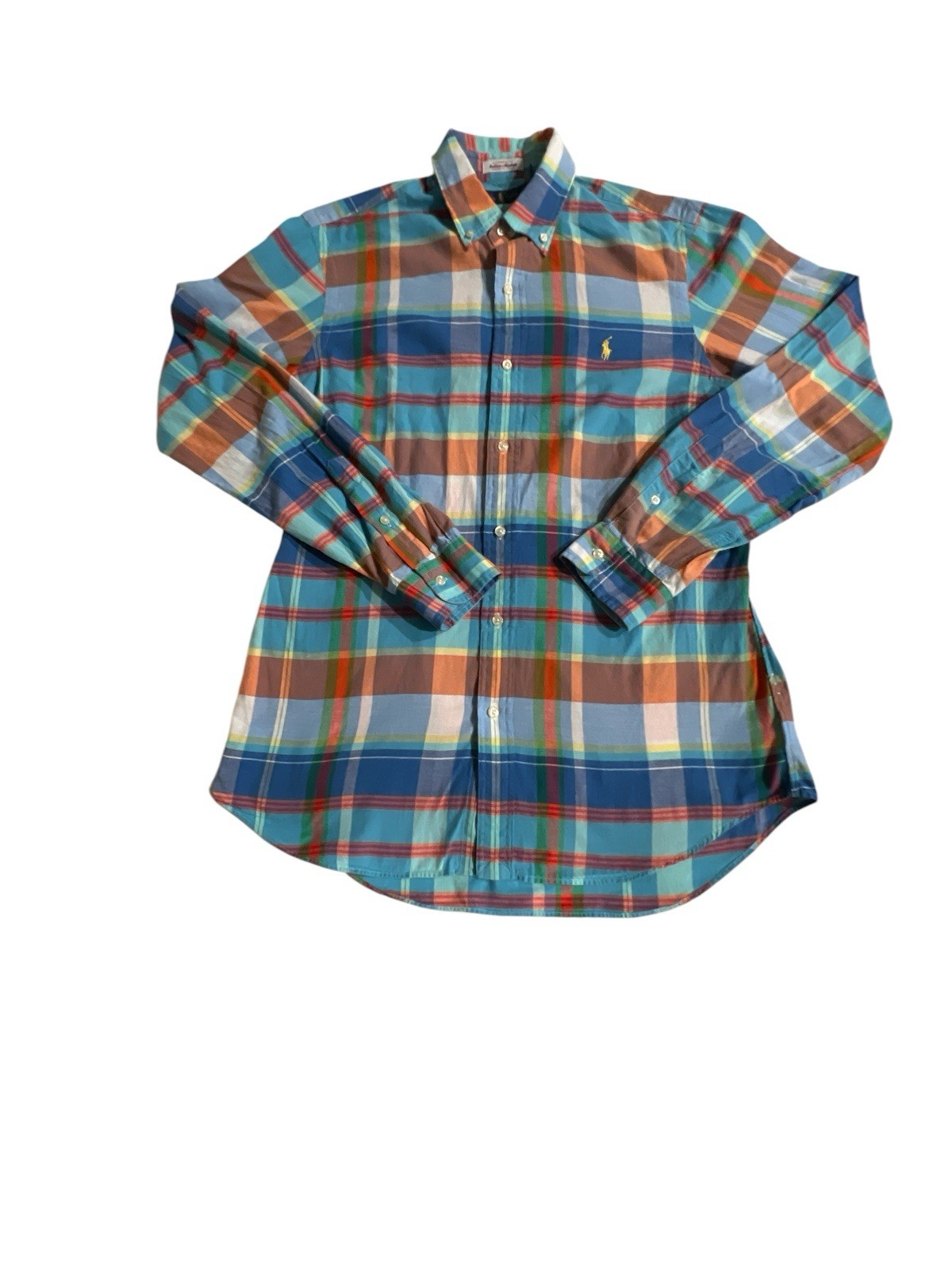 Ralph Lauren Authentic Indian Madras Long Sleeve Plaid Shirt Men's Medium Preppy