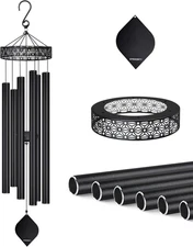 50" Memorial Wind Chimes Deep Tone - Sympathy Gift for Loss of Loved One Black