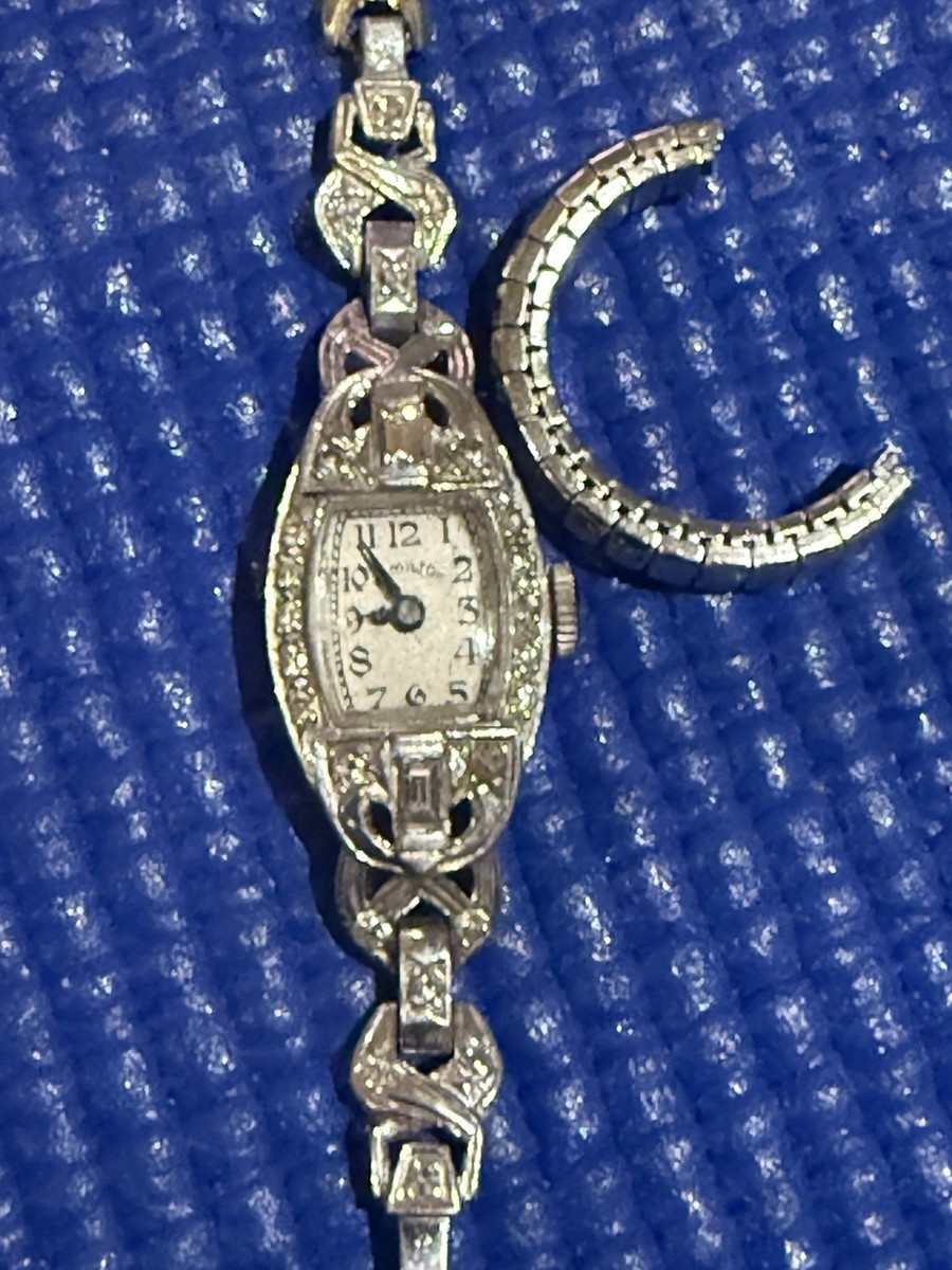 Art Deco Lady Hamilton Platinum & 1.5 Carat Diamond Watch