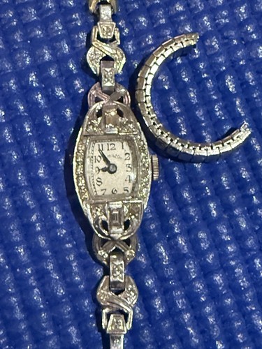 Art Deco Lady Hamilton Platinum & 1.5 Carat Diamond Watch