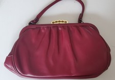 Vintage 60s 70s Burgundy Faux Leather Purse Handbag