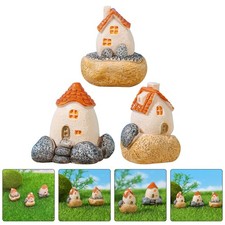  3 Pcs Miniatur Garten Zubehör Kleine Häuser Mikro-Landschaftsornament