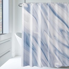 Blue Marble Shower Curtain 72"x72" Navy Mix White Ombre - Waterproof Fabric