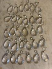 Lot 30 Crystal Glass Prisms Faceted Tear Drop for Chandelier VTG 2.5
