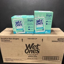 Wet Ones Singles Sensitive Skin Extra Gentle Hand Wipes Case 10 Boxes Of 24