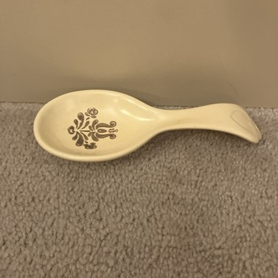 Vintage Pfaltzgraff Village Beige Ceramic Floral Spoon Rest, Traditional Style