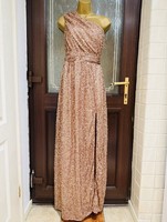 Rose-Gold One-Shoulder Sequin Gown