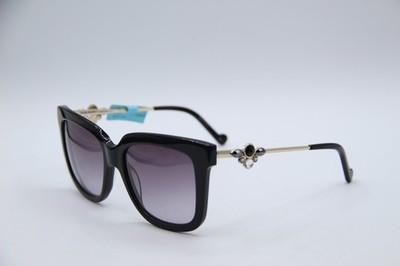 NEW LIU JO LJ690SR 001 BLACK GOLD GRADIENT AUTHENTIC SUNGLASSES 53-17
