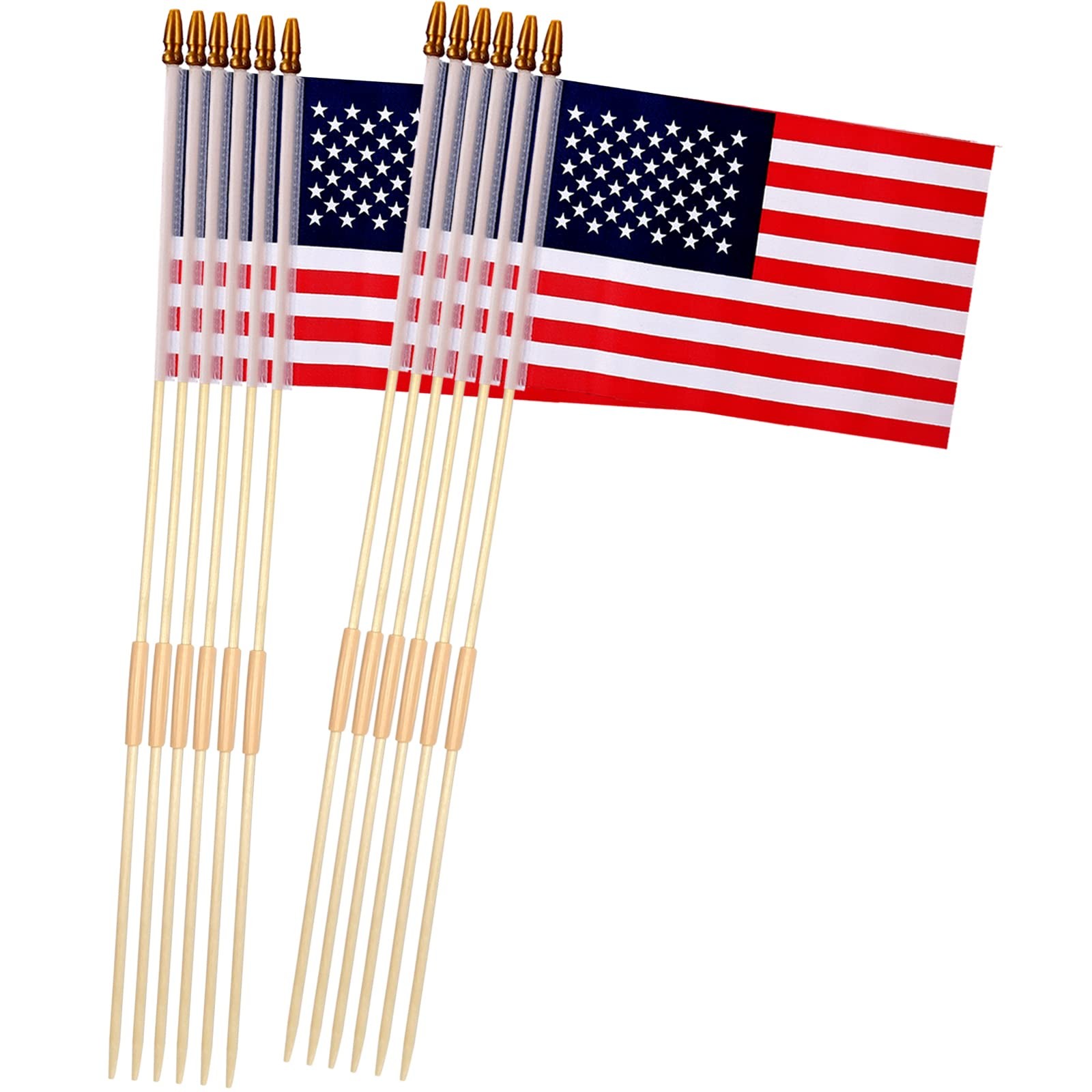 12 Pack 8x12 Inch American Flags on Sticks for Outdoor Use, USA Patriotic Decor