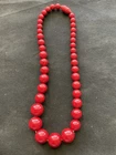 Vintage Tested Red Bakelite Graduated Bead Necklace Estate Jewelry Barrel Clasp