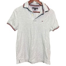 Tommy Hilfiger Shirt XS Short Sleeve Polo Collard Preppy White Light blue Gray