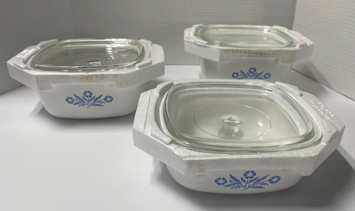 Vintage Corning Ware Trio "Blue Cornflower" 6-Piece Casserole Dish Set orig box - Picture 6 of 15