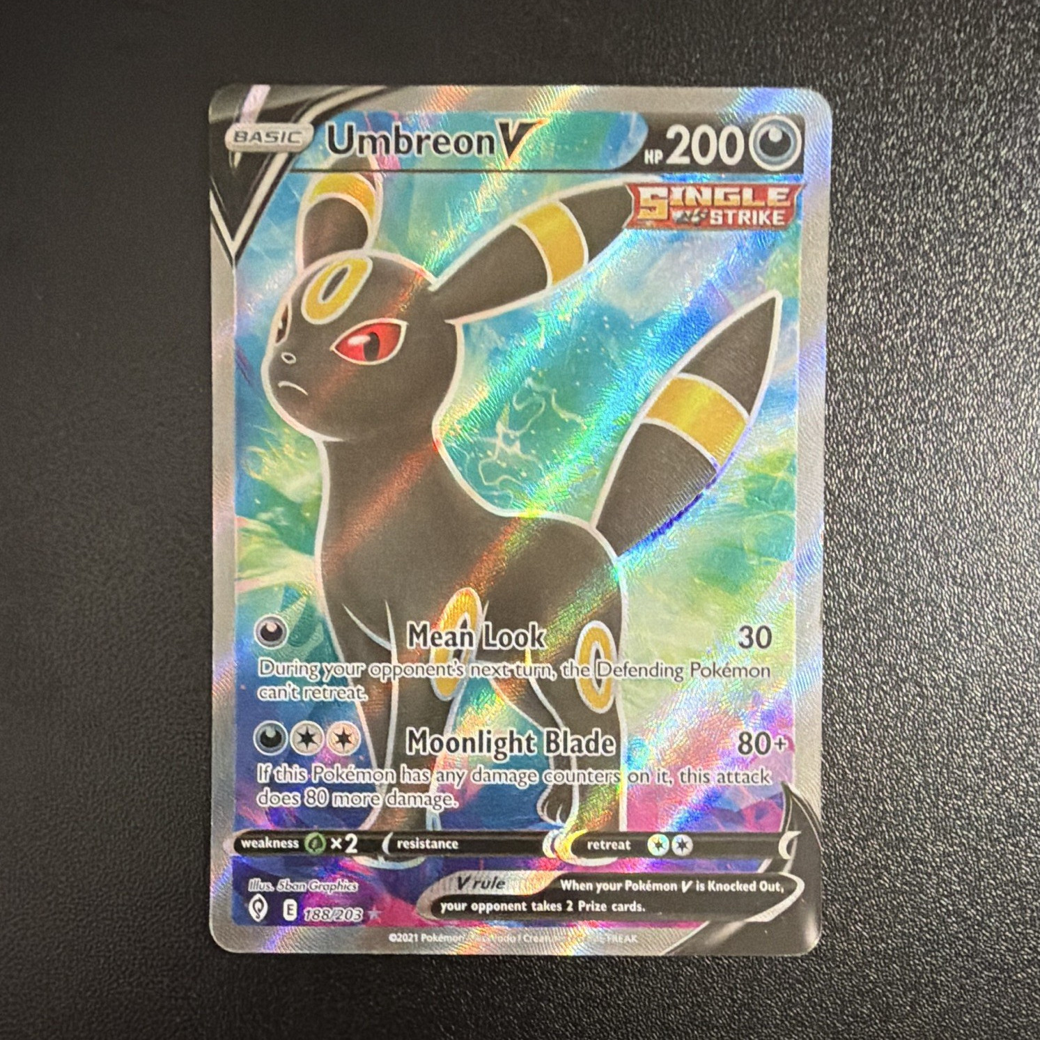 Pokemon TCG Umbreon V Full Art 188/203 Evolving Skies Ultra Rare Holo Eng