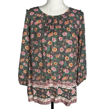 LC Lauren Conrad Multicolor Floral Shirt Size XL