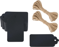 100Stk GeschenkanhäNger Schwarz: 7X4Cm Kraftpapier Etiketten AnhäNger Mit Jutesc