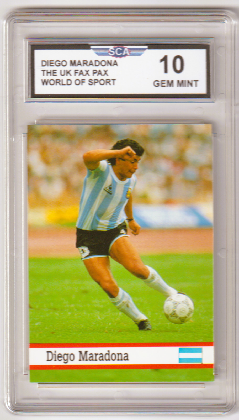DIEGO MARADONA THE UK FAX PAX WORLD OF SPORT CARD ARGENTINA SOCCER