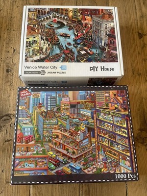x2 1000 Teile Puzzle Konvolut Safran Waldon Markt & Dorfleben