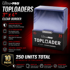 Ultra Pro 3x4 Regular Top Loaders - 10 Packs of 25 - Total of 250 Toploaders