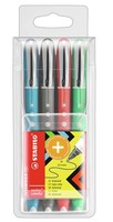 Tintenroller - Stabilo Worker+ Colorful - Medium - 4Er Pack - GrüN, Rot, Blau, S