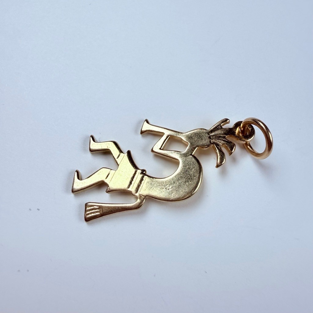 14K Solid Yellow Gold Native American Kokopelli F… - image 3