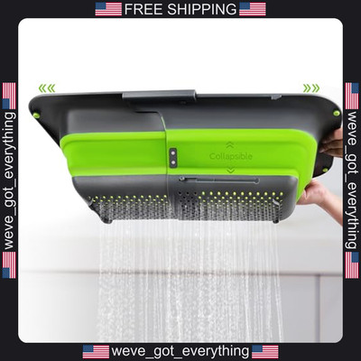 Expandable Collapsible Kitchen Colander for Sink 7 Quart Green