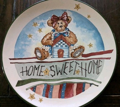 2001 Boyds Collection Bears Bearware Pottery Home Sweet Home Dinner Plate 11''