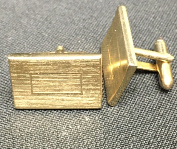 Brushed Rectangular Gold Pair Cufflinks - image 1