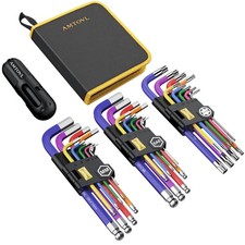 AMTOVL 27PCS Allen Key Set - Metric & SAE Allen Wrench Set, Extra Long Ball & St