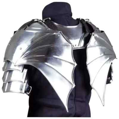 Medieval Steel Larp Warrior Gothic Pair Of Pauldrons Armor Shoulder & Gorget