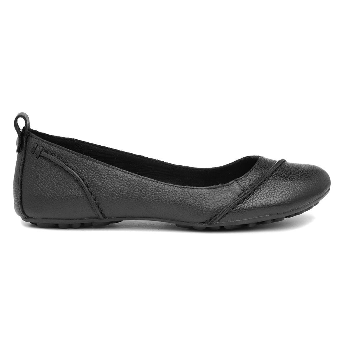 Hush Puppies Womens Shoes Black Adults Ladies Ballerina Leather Work School  SIZE