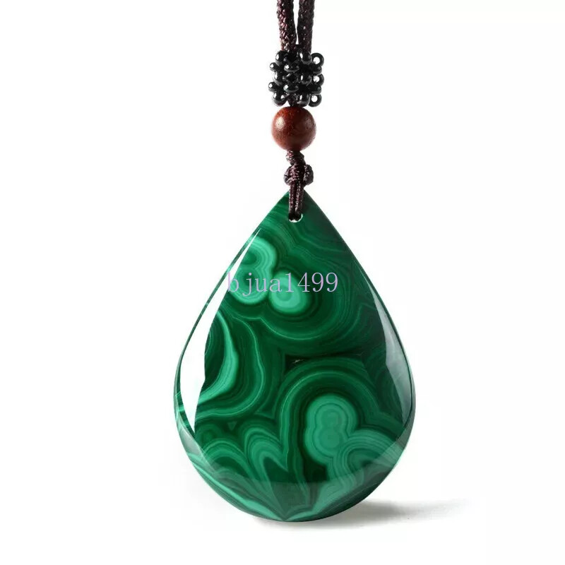 Malachite Water Drop Pendant Necklace Fine Jade Jewelry